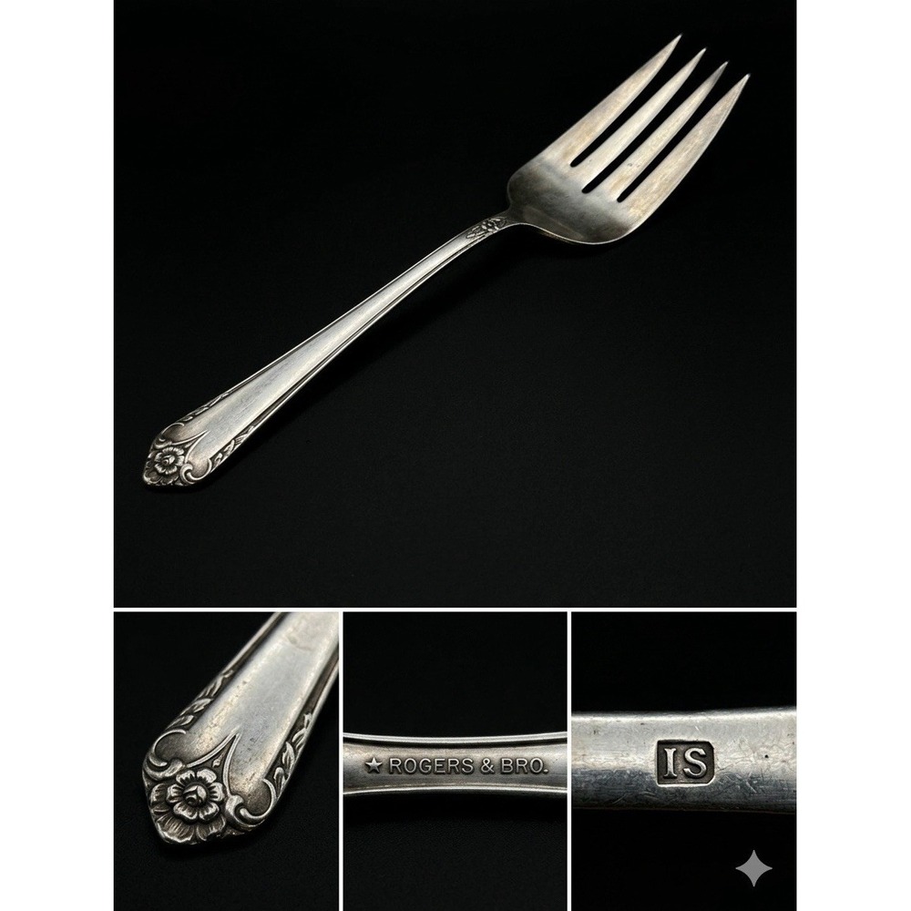 Antique Rogers & Bro IS Silverplate Cold Meat Serving Fork Inspiration Pattern